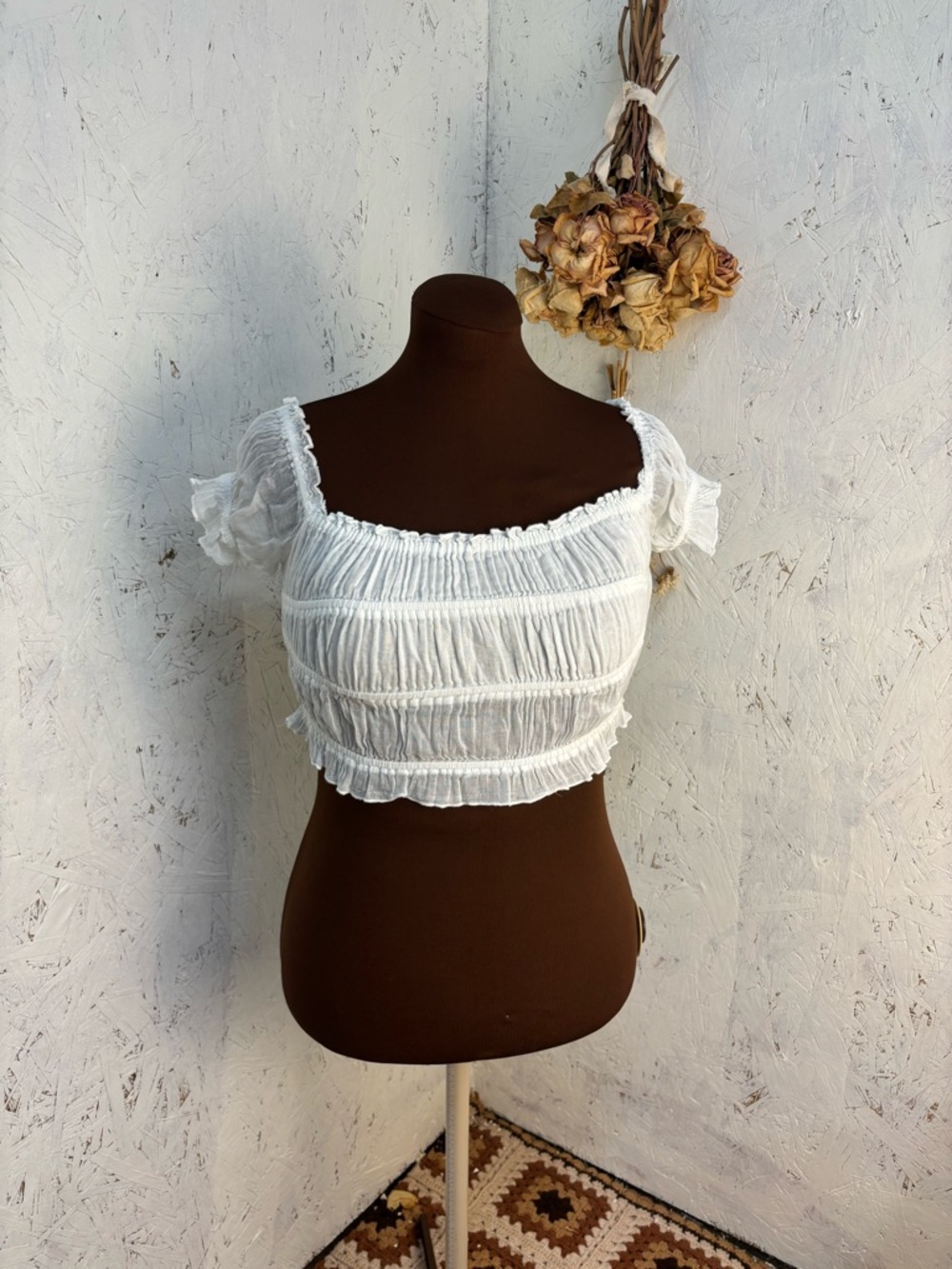 Free People Cheri Smocked Cotton Cottagecore Lightweight Top Size XS/S - Picture 2 of 9
